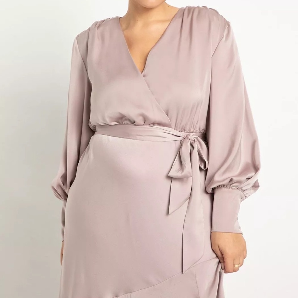 Plus-size Eloquii Pink Satin Maxi Dress